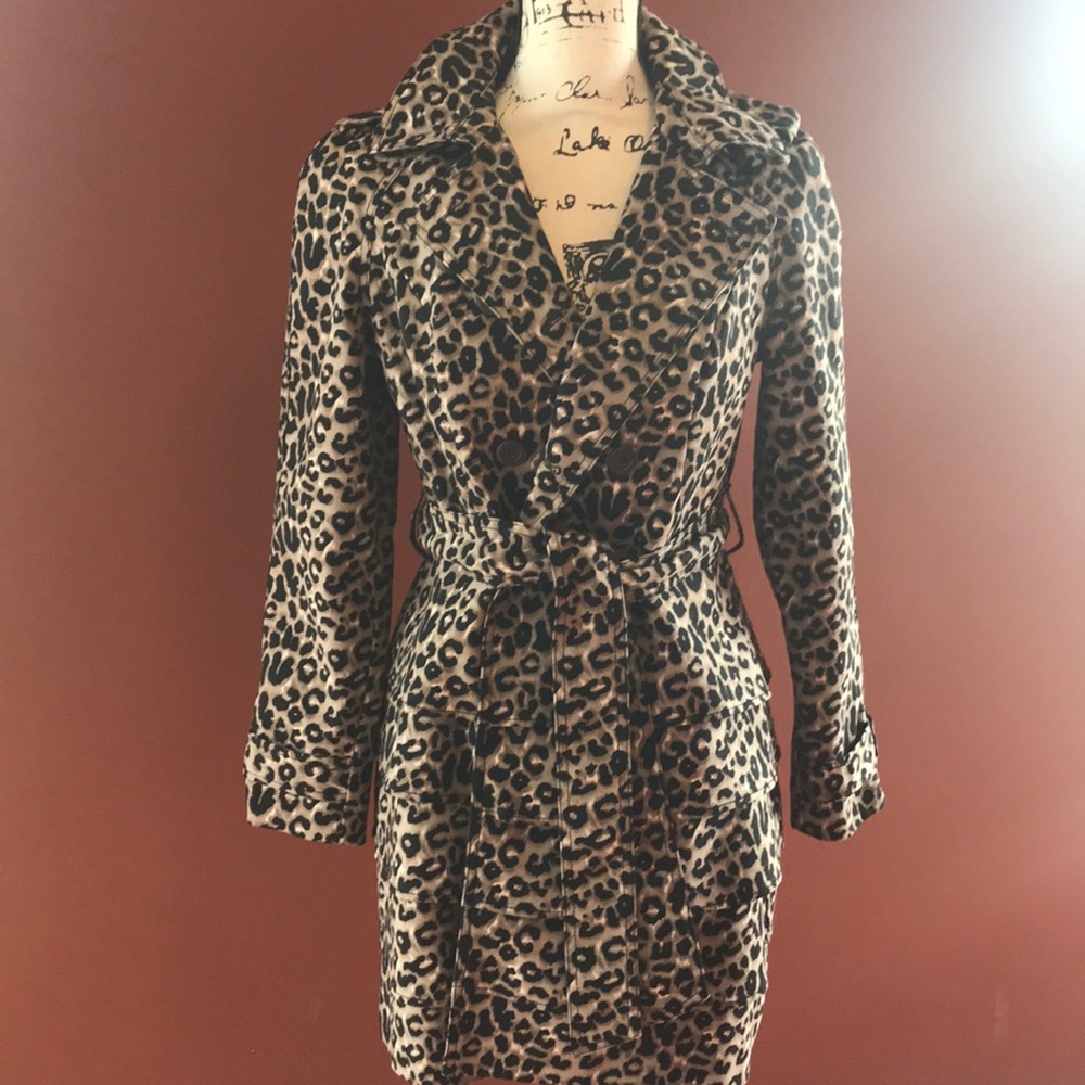 INC ANIMAL PRINT TRENCH COAT